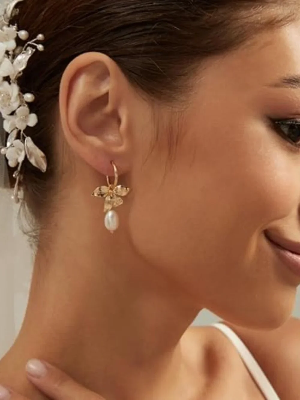 14K Gold Plated Pearl Drop Earrings for Women Dangle Wedding Bridesmaid